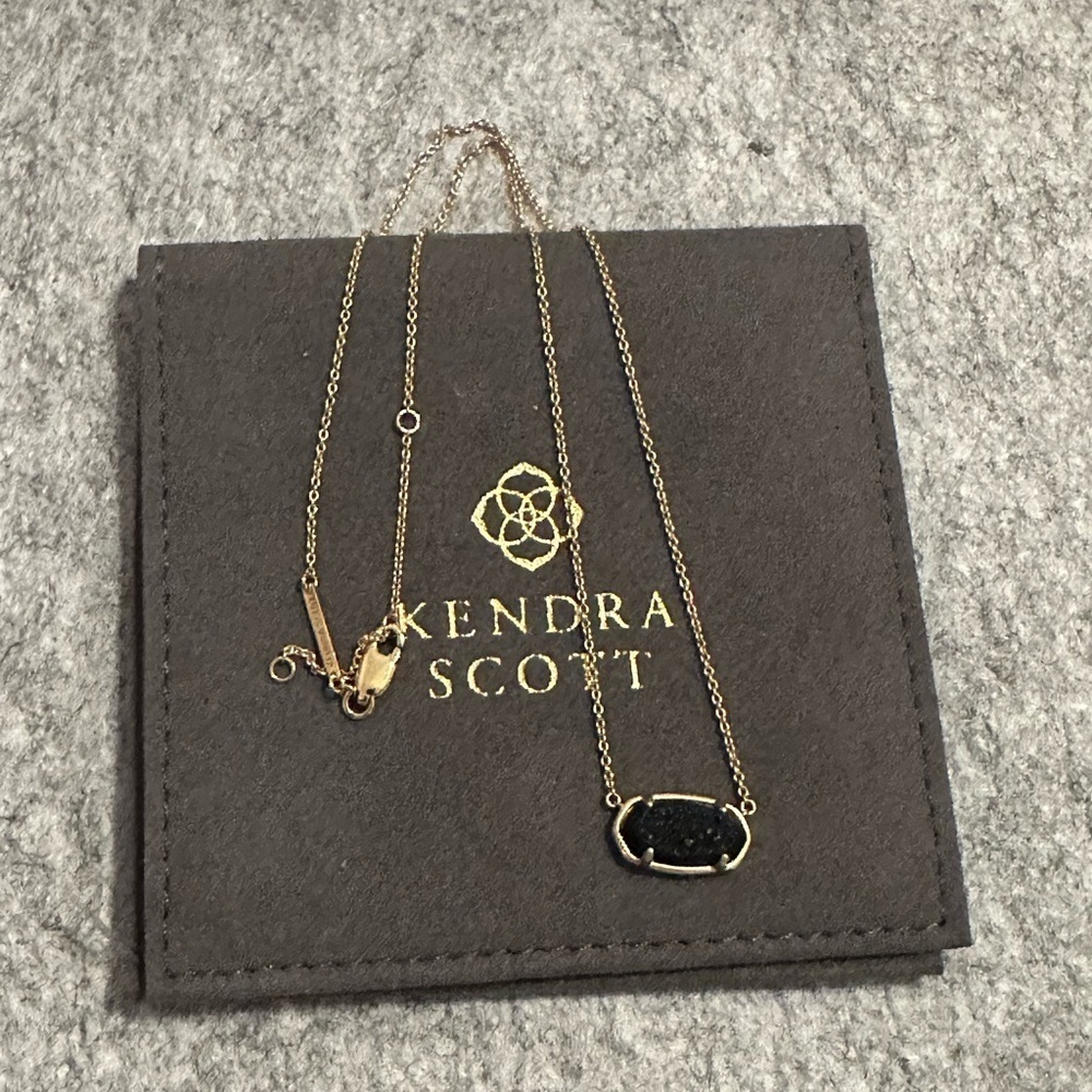 Kendra Scott Elisa 18k Gold Vermeil Pendant Necklace in Black Drusy Demi Fine
